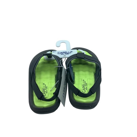 Capelli New York Kids Comfort Sandals Size 6/7 Neon Green Black Flip Flops - Picture 5 of 5
